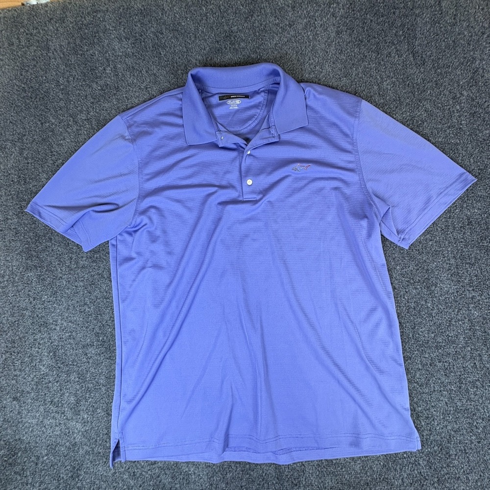 Greg Norman Polo‎ Shirt Mens 2XL Purple Play Dry Performance Stretch Side Slit
